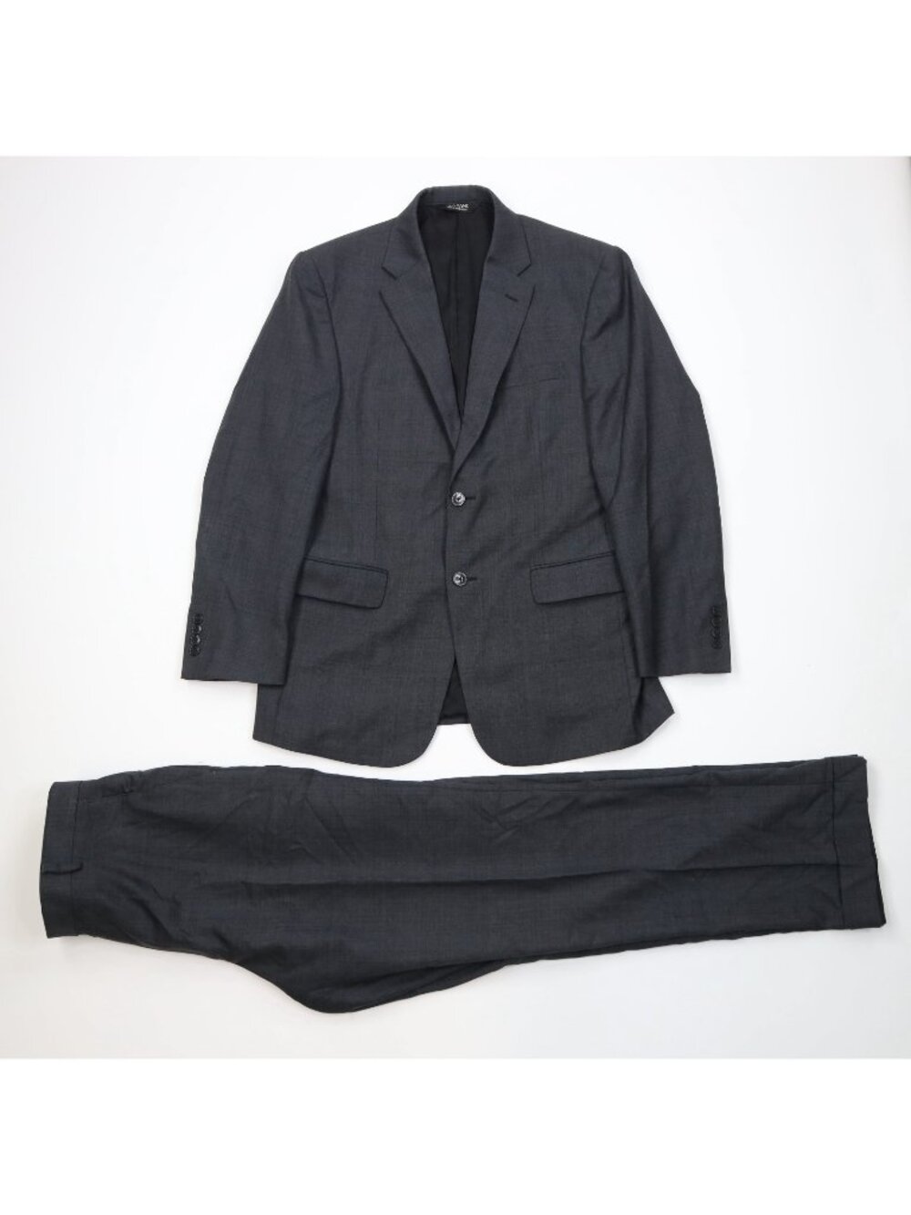Jos A Bank Mens Size 40R 2 Piece Wool Knit Suit Wedding Charcoal Gray 34x32